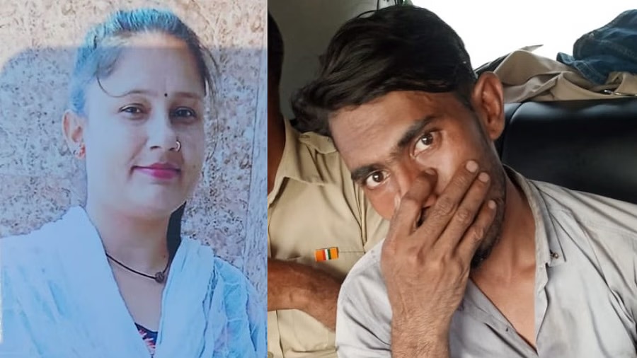 पूजा का फाइल फोटो और हत्यारोपी मुश्ताक अहमद।