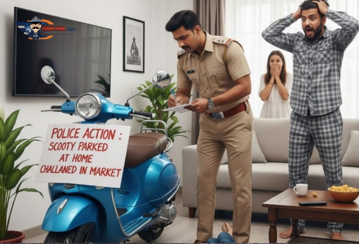 स्कूटी घर में थी, मंगलपड़ाव में चालान हो गया, मैसेज मोबाइल पर आ गया