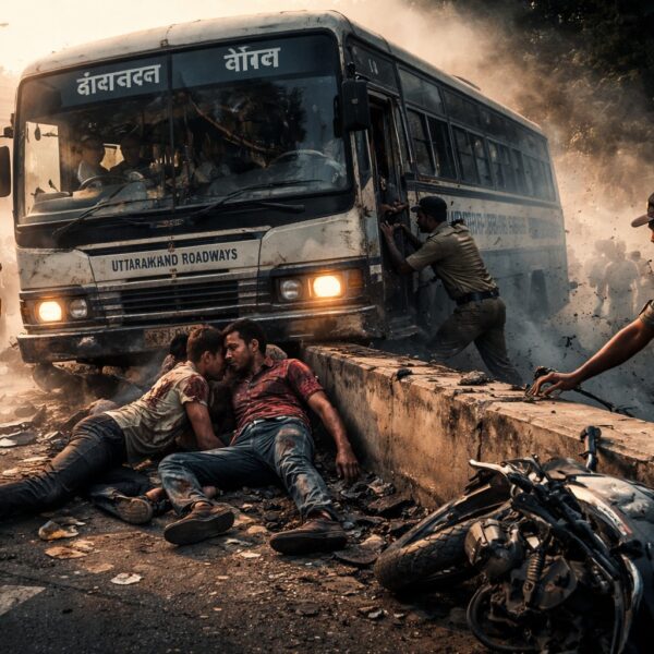 वर्कशॉप से निकली रोडवेज बस ने चपेट में लिए सैलानी