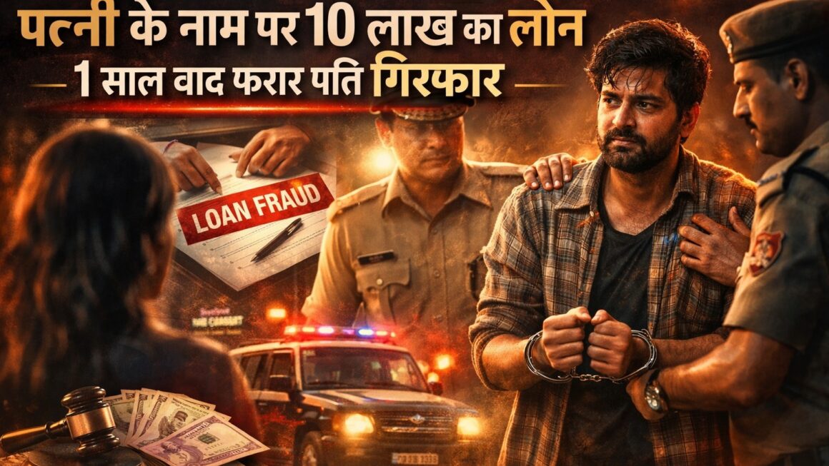 पत्नी के नाम पर 10 लाख का लोन लेकर फरार पति गिरफ्तार