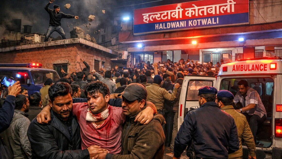 राजपुरा में घोंपा चाकू, पथराव, हल्द्वानी कोतवाली घेरी।