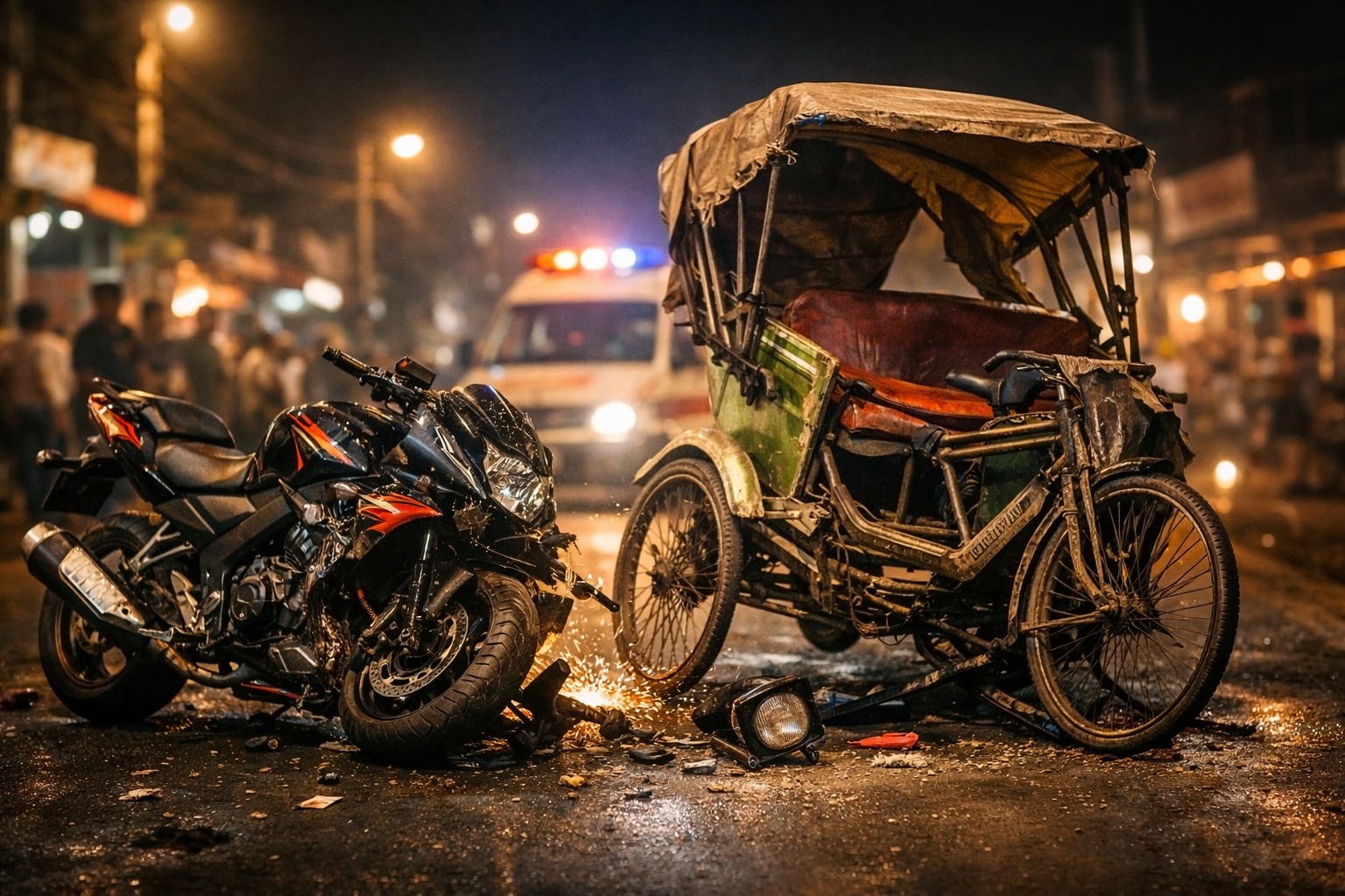 हल्द्वानी में नैनीताल रोड पर मिनी स्टेडिम के बाहर बाइक और रिक्शा में टक्कर हुई।