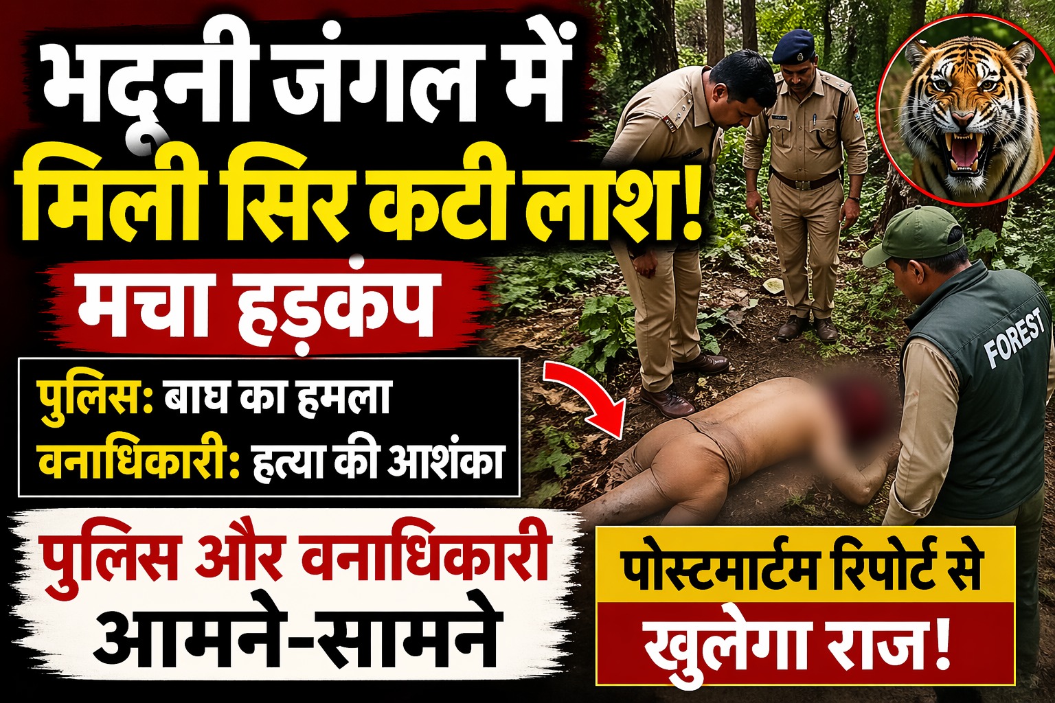 भदूनी के जंगल में मिली सिर कटी लाश।