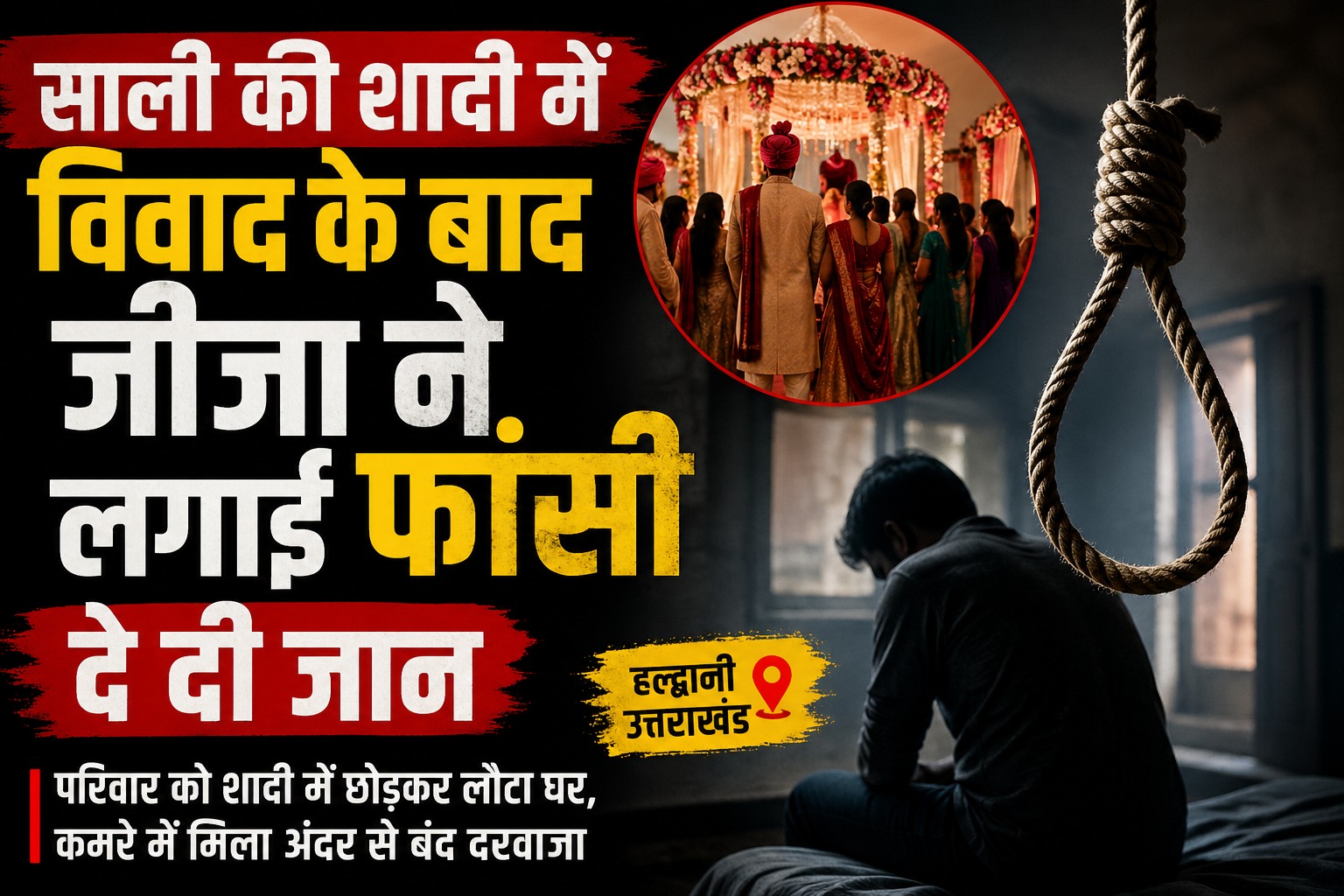 साली की शादी में विवाद, जीजा ने फांसी लगाकर जान दी