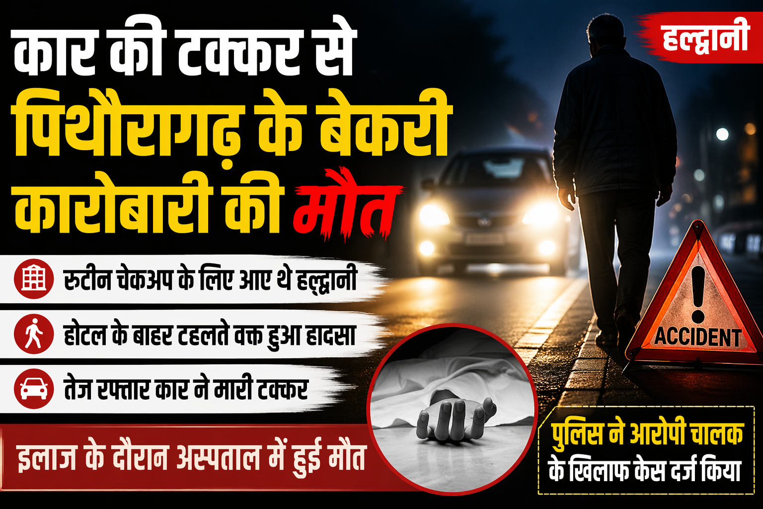 कार की टक्कर से पिथौरागढ़ के बेकरी कारोबारी की मौत