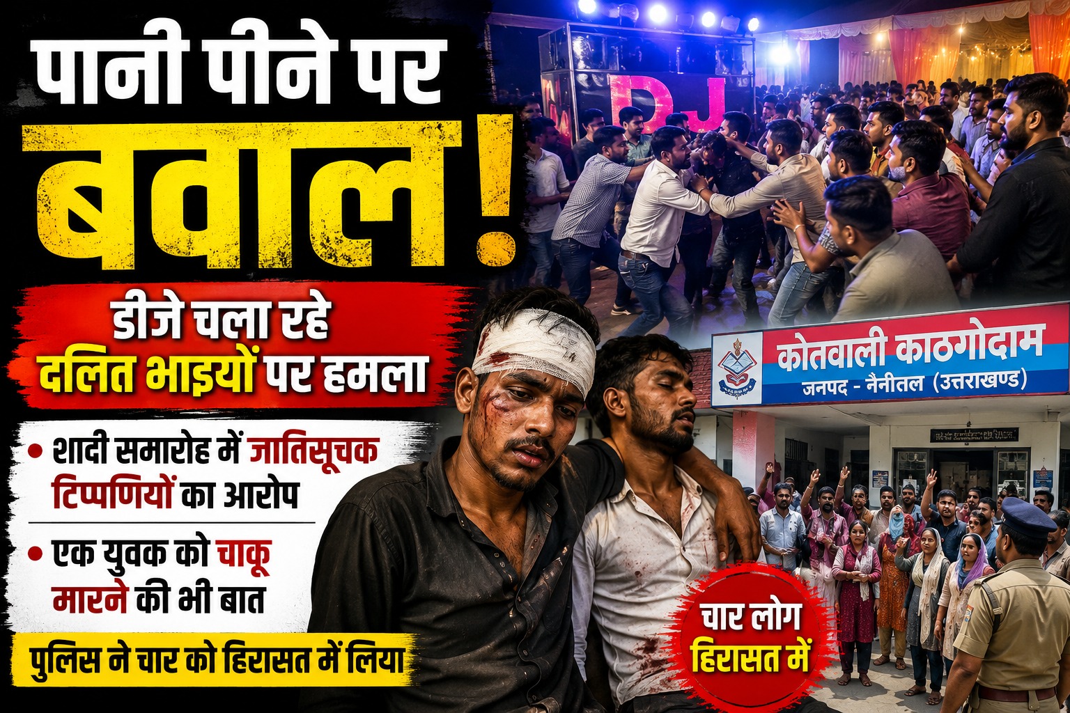 पानी पीने पर बवाल, डीजे चला रहे दलित भाइयों पर हमला