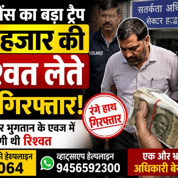 20 हजार की रिश्वत लेते रंगे हाथ दबोचा गया जेई, विजिलेंस का बड़ा ट्रैप