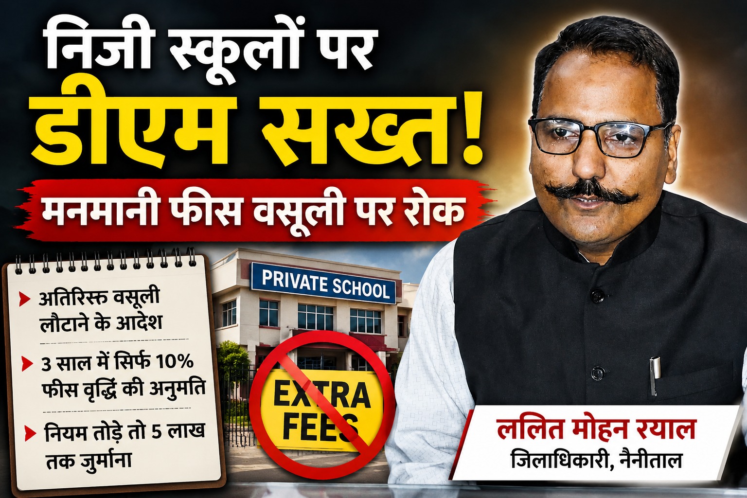नैनीताल में निजी स्कूलों को लौटानी होगी अतिरिक्त फीस।
