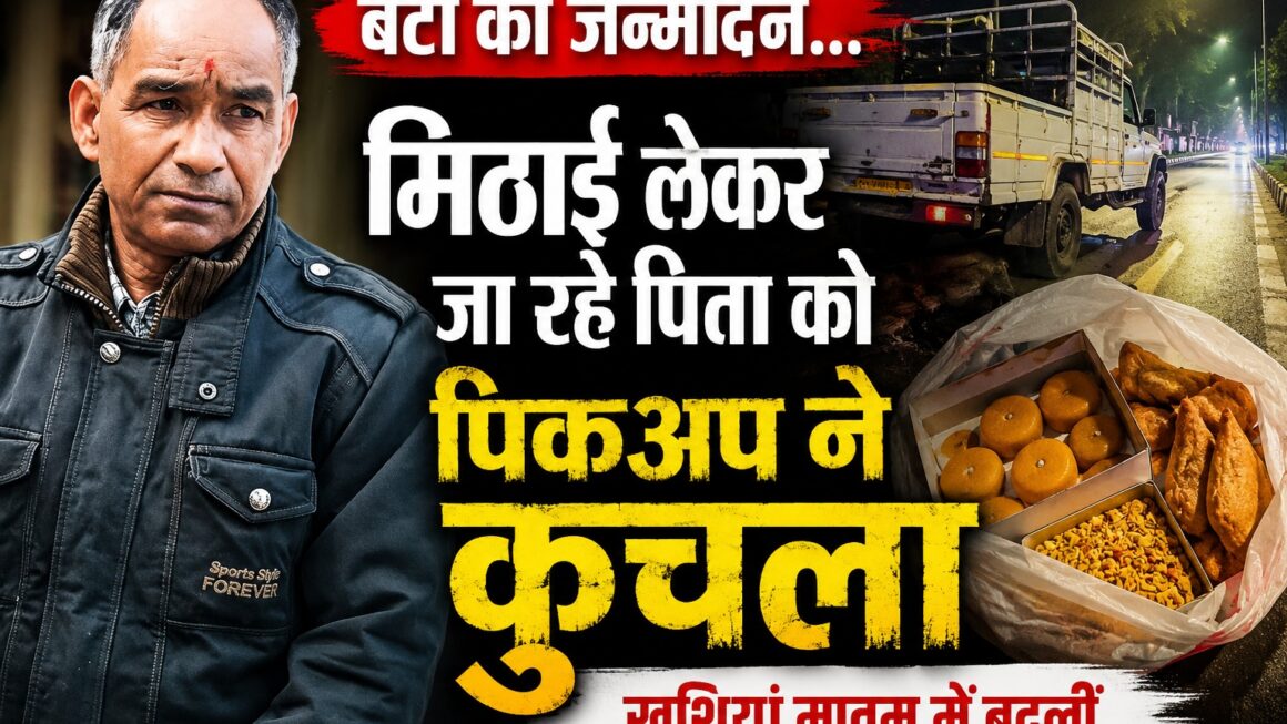 बेटी का जन्मदिन, मिठाई ले जा रहे पिता को पिकअप ने कुचला