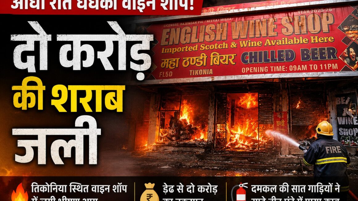 आधी रात धधकी वाइन शॉप, आग संग भाप बनकर उड़ी दो करोड़ की शराब