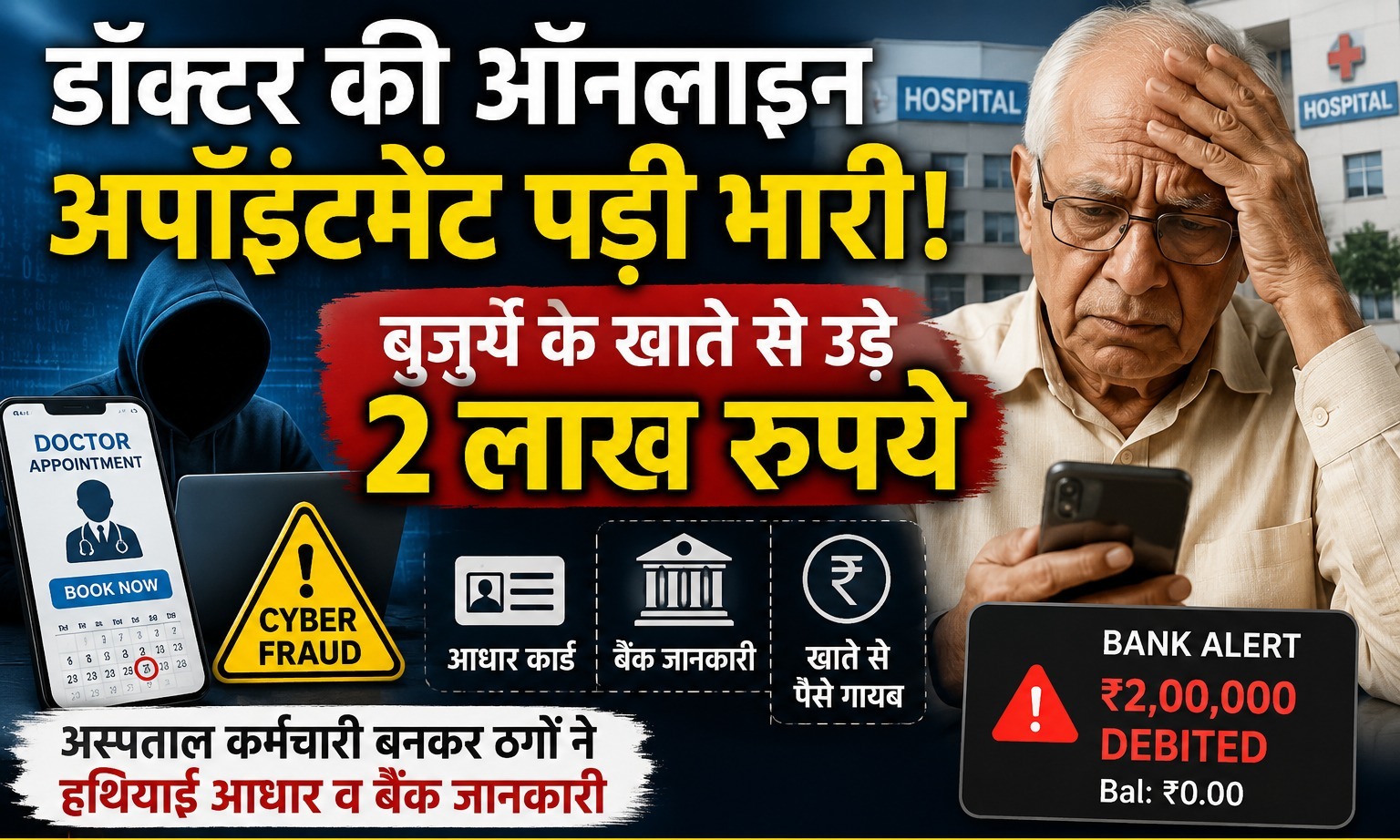 डॉक्टर की ऑनलाइन अपॉइंटमेंट पड़ी भारी, बुजुर्ग के खाते से उड़े दो लाख