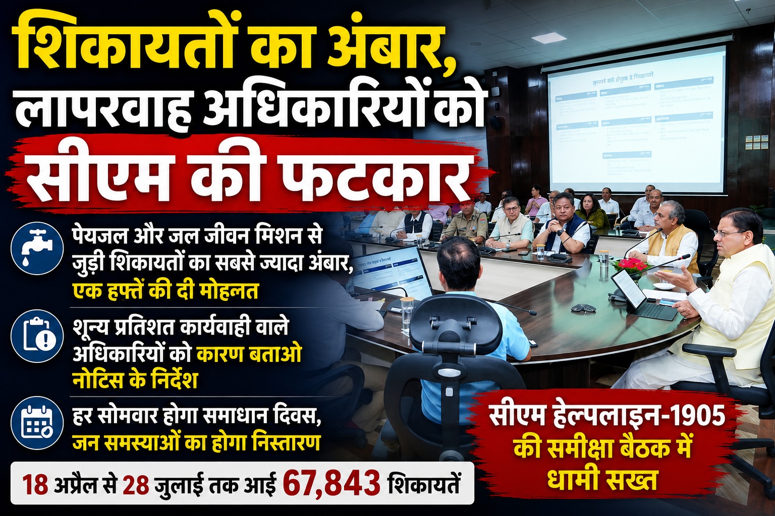 शिकायतों का अंबार, लापरवाह अधिकारियों को सीएम की फटकार