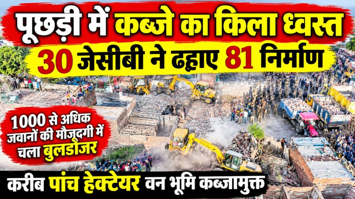 पूछड़ी में कब्जे का किला ध्वस्त, 30 जेसीबी ने ढहाए 81 निर्माण